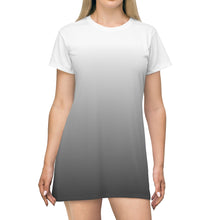 Load image into Gallery viewer, Zumk Women Black into White Casual Print T-Shirt Dress