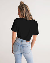 Load image into Gallery viewer, ZUMK Plain Black Women's Twist-Front Cropped Tee