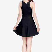 Load image into Gallery viewer, Zumk Women's Black Shimmer Light Sleeveless Midi Casual Flared Skater Dress
