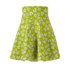 Load image into Gallery viewer, Zumk Women's Lemon Green Leaf Design Skater Skirt