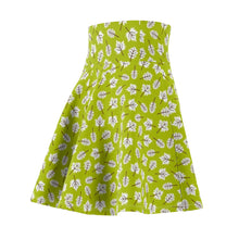 Load image into Gallery viewer, Zumk Women's Lemon Green Leaf Design Skater Skirt