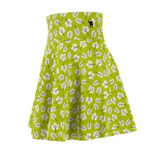 Load image into Gallery viewer, Zumk Women's Lemon Green Leaf Design Skater Skirt