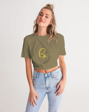 Load image into Gallery viewer, Zumk Women's Olive Twist-Front Cropped Tee