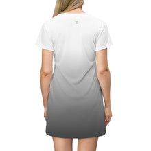 Load image into Gallery viewer, Zumk Women Black into White Casual Print T-Shirt Dress