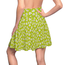 Load image into Gallery viewer, Zumk Women&#39;s Lemon Green Leaf Design Skater Skirt
