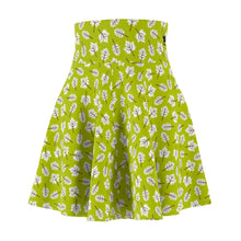 Load image into Gallery viewer, Zumk Women&#39;s Lemon Green Leaf Design Skater Skirt
