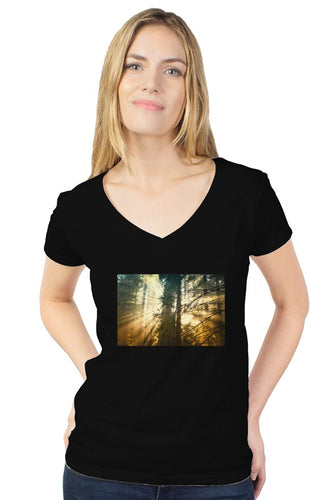 Women Zumk Forest Amber Black tultex v neck