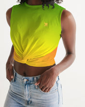 Load image into Gallery viewer, Women&#39;s Zumk Rays of Sun Design Twist-Front Tank
