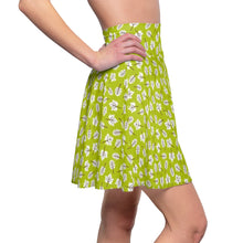 Load image into Gallery viewer, Zumk Women&#39;s Lemon Green Leaf Design Skater Skirt
