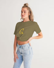 Load image into Gallery viewer, Zumk Women&#39;s Olive Twist-Front Cropped Tee
