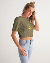 Load image into Gallery viewer, ZUMK Tan Women&#39;s Twist-Front Cropped Tee
