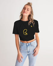 Load image into Gallery viewer, ZUMK Plain Black Women&#39;s Twist-Front Cropped Tee
