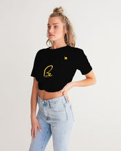 Load image into Gallery viewer, ZUMK Plain Black Women&#39;s Twist-Front Cropped Tee
